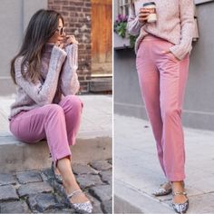 Absolutely Gorgeous Velvet Color. Approximately 24 To 25 Inches Long. Velvet Jeans Outfit, Pink Velvet Pants, Pink Corduroy Pants, Cold Time, Time Clothes, Velvet Jeans, Velvet Color, Velvet Pants, Pink Pants