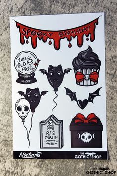 a sticker sheet with various halloween items on it