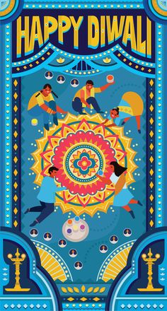 the poster for happy diwali, which features people dancing and playing with each other