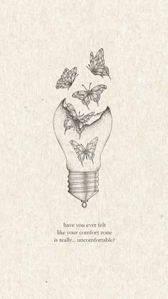 a drawing of a light bulb with butterflies in it