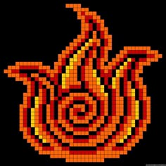 an orange and red mosaic design on a black background