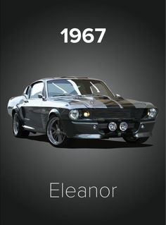 an old mustang car with the name eleanor on it's front end