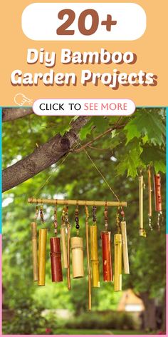 an advertisement for bamboo garden projects with the title 20 + diy bamboo garden projects click to see more