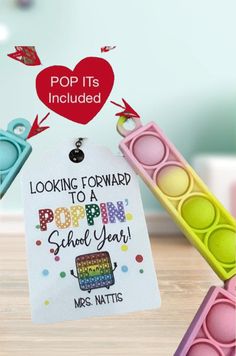 the back side of a card that says pop it's included looking forward to a pepin school year