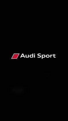 the audi sport logo is shown on a black background with red and white letters that read,