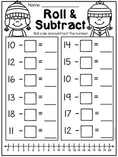 the roll and subtract worksheet for numbers 1 - 10 is shown