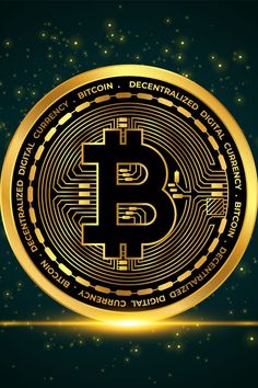 a golden bit coin with the words bitcoin decentized digital currency on it