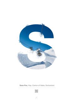 the letter s is made up of snow and skis