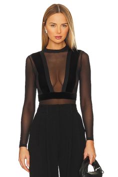 Nookie Hypnotize Bodysuit in Black | REVOLVE Elegant Contoured Bodysuit, Fitted Black Modern Bodysuit, Modern Black Fitted Bodysuit, Modern Fitted Black Bodysuit, Modern Fitted Bodysuit For Night Out, Fitted Modern Bodysuit For Night Out, Sheer Bodice Fitted Bodysuit For Night Out, Fitted Sheer Bodice Bodysuit For Night Out, Fitted Bodysuit With Sheer Bodice For Evening