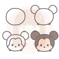 two cartoon mouses with speech bubbles in the shape of ears and nose, one is brown