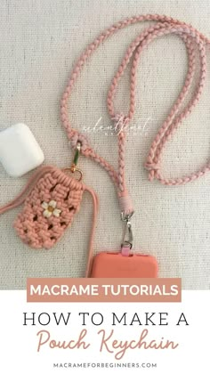 a crocheted bag with the words how to make a pouch keychain