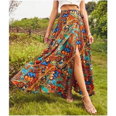 Boho Gypsy Festival Print Tie Maxi Skirt S M L Xl, 100% Viscose , Ships In 7-8 Days Bohemian Mini Skirt For Beach, Bohemian Fitted Bottoms For Festivals, Multicolor Boho Print Beach Bottoms, Bohemian Skirt For Summer Festivals, Summer Festival Bohemian Skirt, Bohemian Summer Festival Skirt, Red Long Wrap Skirt For The Beach, Bohemian Style Summer Festival Skirt, Hippie Blue Maxi Skirt For The Beach