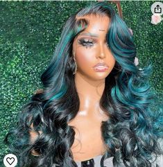 Blackturquose lace front black turquoise teal lacewigs lacefront lace wigs protectivestyles spring Body Wave Lace Front Wig, Body Wave Lace Front Wigs, Wave Lace Front Wig, European Hair, Brazilian Body Wave, Natural Waves, Frontal Wig, Closure Wig