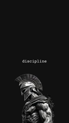 an image of a man with a helmet on his head and the words discipline above him