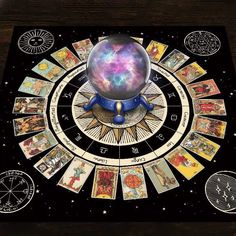 an astro wheel with zodiac signs and pictures on it