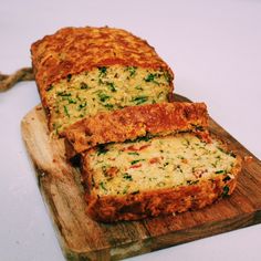 two slices of bread sitting on top of a cutting board