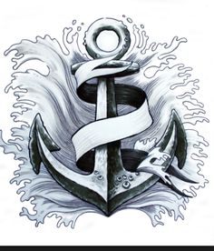 an anchor and ribbon tattoo design