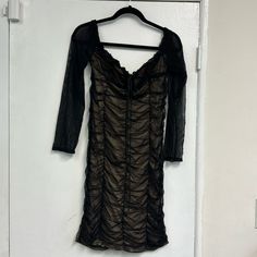 Black Plus Size Sheer Dress Fitted Dress With Tie Size 1x Large 92% Nylon 8% Spandex Super Cute New Without Tags Black Sheer Dress Club, Sheer Black Dress Plus Size, Black Sheer Long Sleeve Bodycon Dress, Black Sheer V-neck Midi Dress, Urban Outfitters Black V-neck Dress, Dress With Tie, Sheer Dress, Fitted Dress, Super Cute