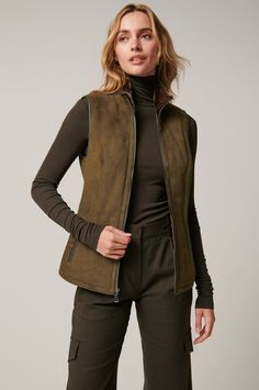 click to expand Fitted Fall Vest With Zipper Closure, Fitted Vest With Zipper Closure For Fall, Sleeveless Leather Outerwear For Work, Shearling Coat Womens, Sheepskin Vest, Full Length Coat, Shearling Vest, Reversible Coat, Sheepskin Coat