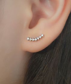 TINY CZ SILVER CURVED BAR CLIMBER STUD EARRINGS - Pair of studsPave earring with 7 sparkly cubic zirconia diamonds - 18 gauge.• The studs come with silicon backs• Available also in 14K GOLD FILLED, STERLING SILVER AND 14K ROSE GOLD FILLED°°°°°°°°°°°°°°• Nickel Free• Tarnish Resistant• No Allergic reaction• 30 days return policy • Accept replacements and custom orders°°°°°°°°°°°°°°• We ship all items in a jewelry gift box• Greeting card - upon request°°°°°°°°°°°°°°Shipping information :• Tracking Diamond Climber Earrings, Tiny Gold Studs, Curved Bar, Climber Earrings, Tiny Studs, Tiny Stud Earrings, Tiny Diamond, Small Earrings Studs, Cz Stud Earrings