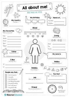 an all about me worksheet with the words and symbols for each child's body