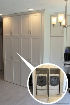 an image of a laundry room with washer and dryer in it's closet