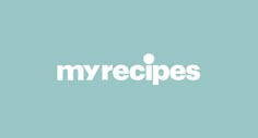 the logo for myrecipes is shown on a blue background with white letters