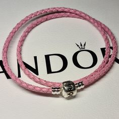 Pink Leather Woven Bracelet for Pandora Charms 20cm bracelets fit round your wrist once, 40cm fit round your wrist twice. Please order the right one. These are delivered with no packaging apart from a bag they are put in at the factory. It is the buyers responsibility to measure their wrist to ensure the bracelets fits. I will not accept returns if the bracelet is the wrong size for your wrist. Sorry. I CHECK ALL CLASPS etc WHEN I POST ITEMS TO ENSURE THEY WORK CORRECTLY SO YOU CAN BE ASSURRED T Pandora Leather Bracelet, Pandora Pink, Charms Pandora, Woven Bracelets, Leather Weaving, Pink Bracelet, Pink Leather, Charm Bracelets, Pandora Charms