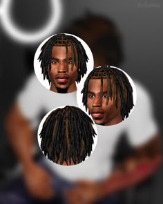 three images of two men with dreadlocks in front of a white shirt and black background