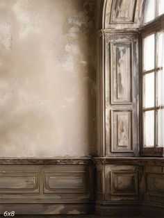 Elegant Vintage Wall Photography Backdrop - Photography backdrop featuring a weathered vintage wall with detailed wainscoting and large