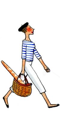 The French sailor shirt--even better when the wearer is toting a French baguette. Kanako Illustration, French Sailor, Kanako Kuno, My Little Paris, French Illustration, Today Images, Sailor Shirt, French Baguette