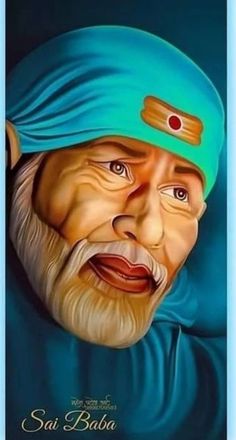 an old man with a blue turban on his head