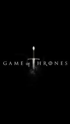 the title for game of thrones is shown in black and white on a dark background