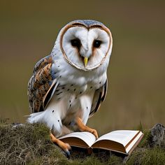 an owl is sitting on top of a book