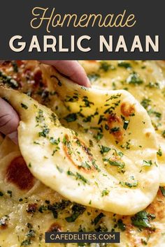 homemade garlic naan recipe with text overlay