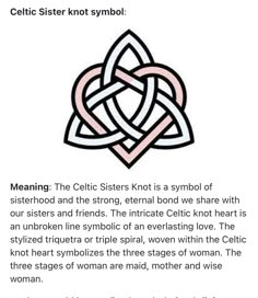 the celtic knot symbol is shown in pink and white, with an explanation on how to use