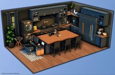 Sims 4 Luxury Kitchen, Sims 4 Master Room Ideas, Sims4 Kitchen, Sims Kitchen, Sims 4 Seasons, Sims 4 Modern House, Bloxburg Rooms, Fancy Kitchen, Sims 4 Kitchen