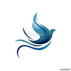 a blue bird logo on a white background