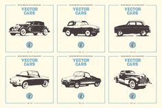 six different types of vintage cars