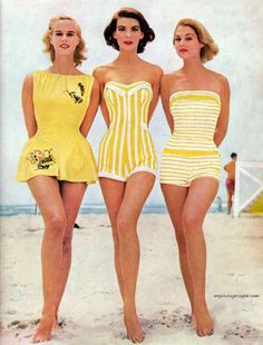 Surf Drawing, 1950s Swimsuit, 1950s Woman, 1950s Women, 1950s Fashion Women, Mode Tips, Vintage Swim, Vintage Swimwear