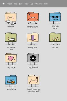 Bring a little personality to your virtual desktop with these Little Folder Guy custom icons! Easy to install and available for macOS and Windows computer! Cute Desktop Folder Icons, File Icons For Mac, Icons For Computer, Computer Folder Icons, Desktop Icons Png, Computer Homescreen, Folder Names Ideas, Free Desktop Icons, Desktop Customization