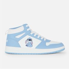 Ever Find Yourself Struggling To Discover Footwear That You Adore? Well, If You Happen To Love Your Disney, Then These Trainers Are A Safe Bet. Rocking A Trendy High-Top Style, They Feature A White Lace-Up Front, Contrasting Blue Outsole, A Handy Heel Hook, And A Little Print Of Stitch On The Outer Side Of Each Shoe - How Adorable! Simply Team These Shoes With Your Comfiest Jeans And An Equally Disney-Esque Hoodie For A Fun Weekend Look. Size : Us Womens 9 I Usually Ship Out My Packages Within 2 Cute Converse Shoes, Nike Shoes Women Fashion, Cute Converse, Pretty Sneakers, Nike Fashion Shoes, Preppy Shoes, Lilo Y Stitch, Pretty Shoes Sneakers