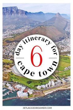 an aerial view of cape town with text overlay that reads, buy itinerary on cape town