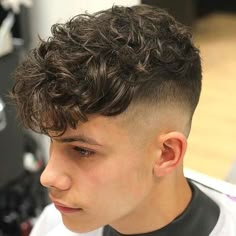 Perm Hair Men, Hairstyles For Teenage Guys, Fade Haircut Curly Hair, Mid Fade Haircut, Curly Hair Fade, Wavy Hair Men, Men Haircut Styles, Haircuts For Curly Hair