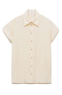 Summery shirt days deserve a short-sleeve option cut from lightweight, linen-kissed lyocell. Front button closure Spread collar Short sleeves 96% lyocell, 4% linen Machine wash, line dry Imported Short Sleeve Button Up Women, Button Up Women, Mango Shorts, Favorite Daughter, Platform Slippers, Maternity Shops, Designer Clothes For Men, Short Sleeve Button Up, Toddler Girl Outfits