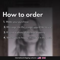 a poster with the words how to order written on it and an image of a woman's face