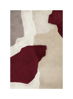 an abstract rug with red, white and grey colors on the bottom half of it