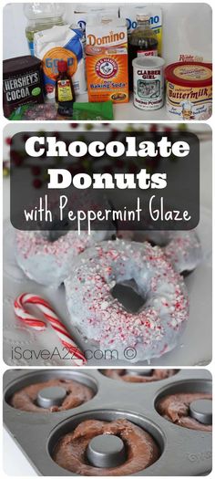 chocolate donuts with peppermint glaze are ready to be eaten