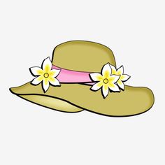 a yellow hat with flowers on the brim and pink ribbon around the brim