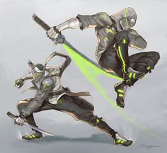 Genji And Hanzo, Genji Shimada, Overwatch Genji, Gravity Fall, Super Powers Art, Samurai Artwork, Shadow Warrior